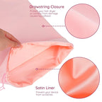 Segbeauty Diffuser Hair Dryer Bag, 3pcs 15.7x11.8in Velvet Satin Bags with Drawstring, Light Pink Velvet Bag 40x30cm for Comb Attachment, Travel Organizer for Clothes, Drawstring Pouch Storage