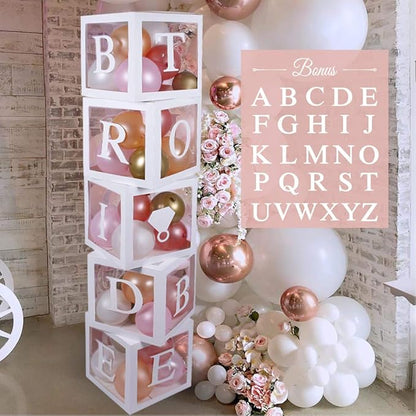 96 PC Bridal Shower Decorations Balloon Boxes White- Transparent Block by RegalDecorations