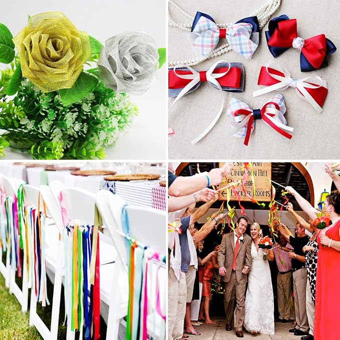 LIUYAXI Satin Ribbon 20 Colors 300 Yard -18 Silk Ribbon Rolls & 2 Glitter - Image 3