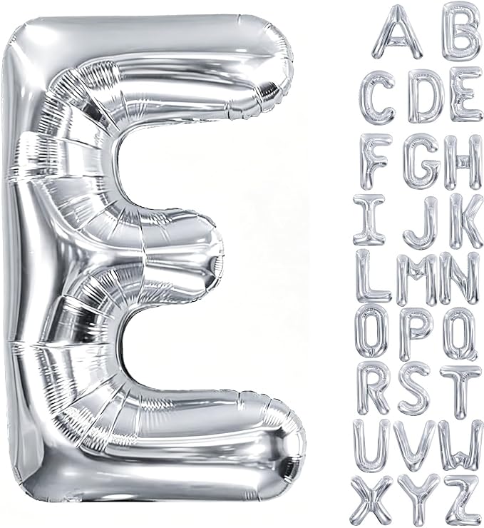 40 Inch Silver Letter Balloon, Large Foil Alphabet Balloons Birthday by Aeniaza