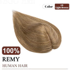 SEGO Real Human Hair Topper for Women, No Bangs Hair Topper with Anti-Slip Clips (12 Inch#6 Light Brown)
