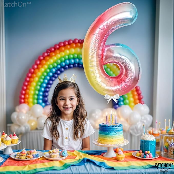 KatchOn Rainbow Number 6 Balloon 40 Inch - Image 5