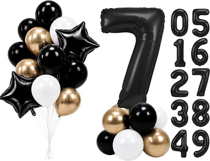 PartyWoo Number Balloons 40 Inch Black Number 7 Kit 25pcs by PartyWoo