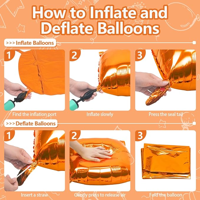 NISOCY 25PCS Metallic Orange Square Foil Balloons Wall Backdrop | Double Sided - Image 3