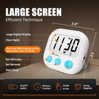 2 Pack Digital Kitchen Timer for Cooking Big Digits Loud Alarm Magnetic Backing Stand Cooking Timers for Baking White