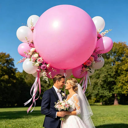 5Pcs Pink Balloons 36 Inch, Round Large Latex Party Balloons - Image 5