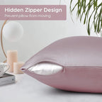 Silk Pillowcase for Hair and Skin, 2 Pack 100% Mulberry Silk Pillowcase 25 Momme, 600 Thread Count, Both Side Pure Silk Pillow Cover with Hidden Zipper (ApricotGray, Standard 20''×26'')