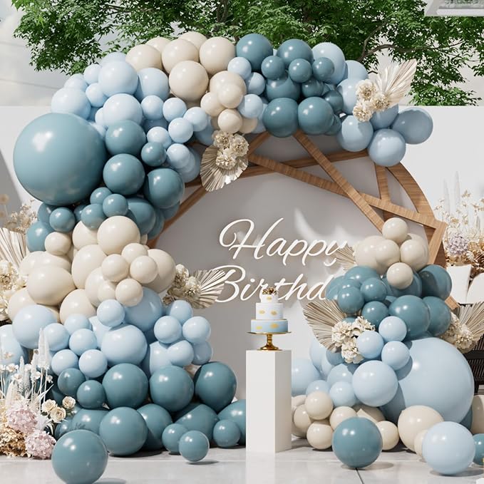 SUWEN Dusty Blue Balloons Arch Kit Garland 153Pcs 18 10 5 Inch Light Blue | by SUWEN