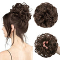 CJL HAIR Large Messy Bun Hair Piece Wavy Curly Scrunchies Synthetic Chignon Ponytail Hair Extensions Thick Updo Hairpieces for Women Ginger Brown
