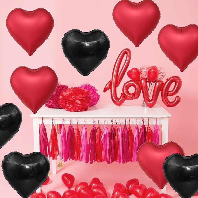Black Red Heart Balloons - Image 6