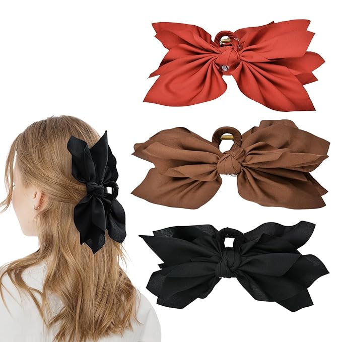 Bow Claw Clips Hair Clips Big Hair Bows for Women Butterfly Styling Large Hair Clips for Thick Hair for Girls Hair Accessories for Teen 3PC Christmas Valentine