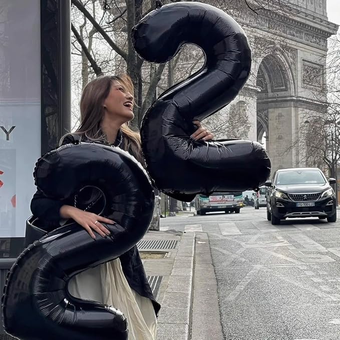 40 inch Black 1 Number Balloon Giant Foil Helium Balloons Black Large Digital - Image 5