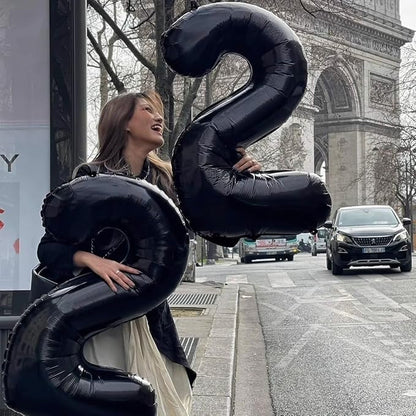 40 inch Black 1 Number Balloon Giant Foil Helium Balloons Black Large Digital - Image 5