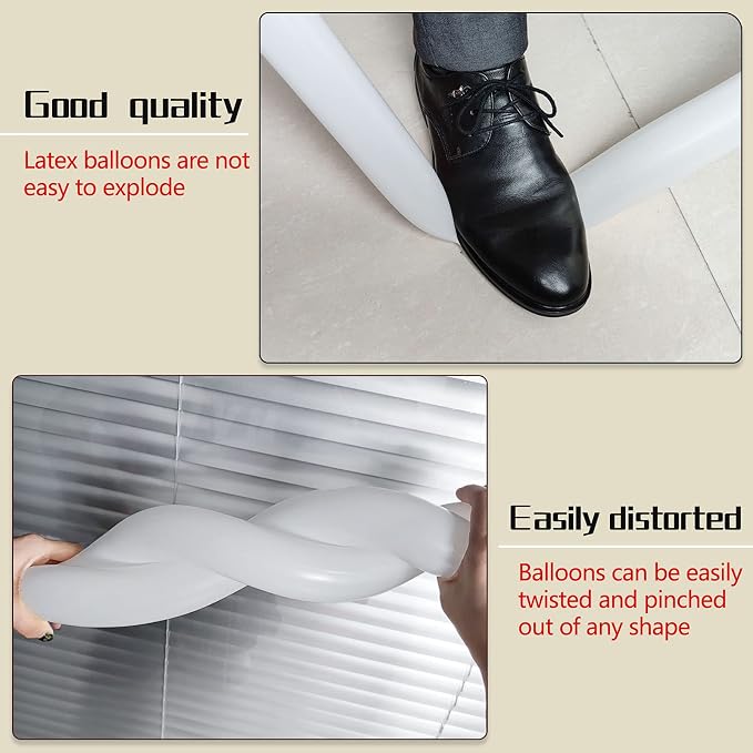 100Pcs 260 Balloons White Long Balloons - Image 2