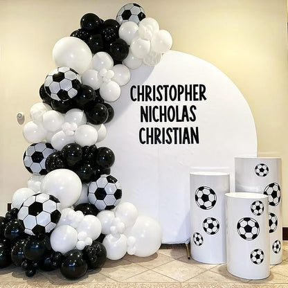 Soccer Balloon Garland Arch Kit, 22 18 12 10 5 Inch Black White Football Print - Image 3
