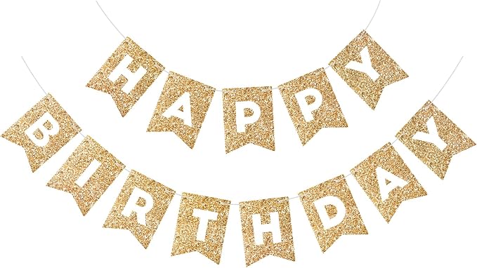 Hooqict Gold Happy Birthday Banner Sign by Hooqict