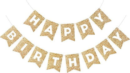 Hooqict Gold Happy Birthday Banner Sign by Hooqict
