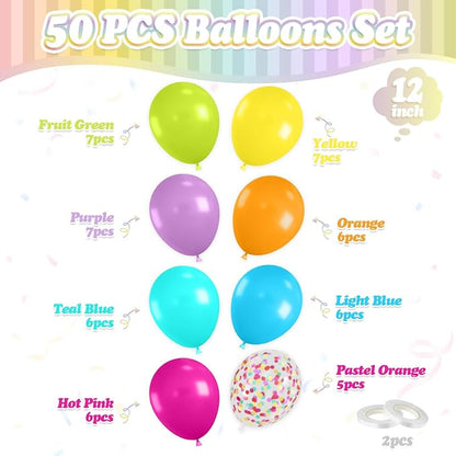 FunHot Colorful Balloons, 12 Inch Green Purple Hot Pink Blue Latex Balloons - Image 2