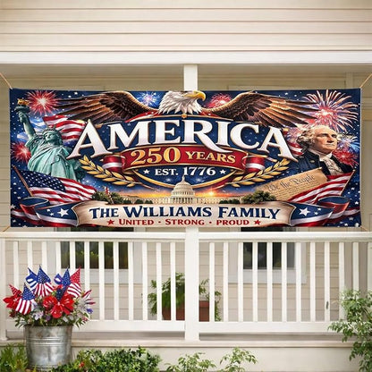 Personalized 250 Years of Freedom USA Banner 1776-2026, Patriotic American - Image 2