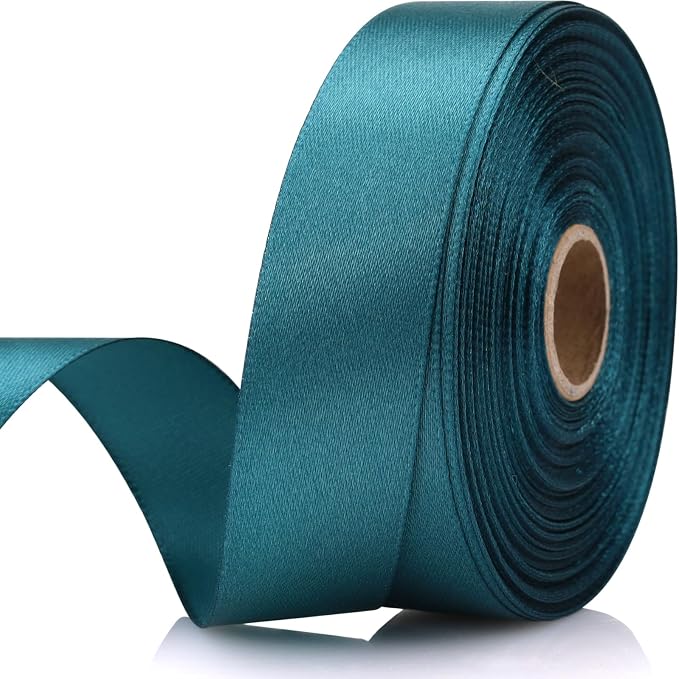 7/8 Inch 30 Yards Greenish Blue Satin Craft Ribbon-Single Face Polyester Ribbon by Unknown