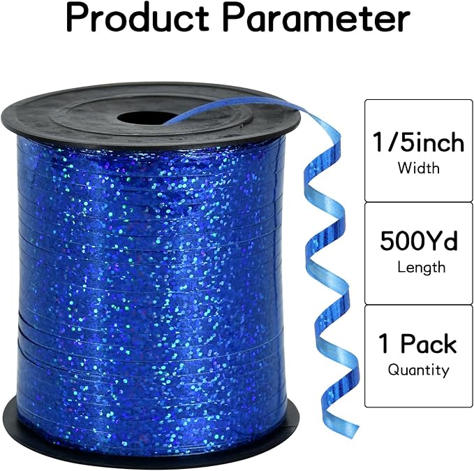 BEISHIDA 500 Yards Blue Crimped Curling Ribbon Balloon String, Shiny Metallic - Image 2
