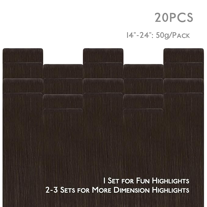 WENNALIFE Invisi Edge Tape in Hair Extensions Human Hair, 20 Inch 50g 20pcs Light Dark Brown Invisible Luxury Remy Hair Extensions Natural Seamless Injected Tape Ins Straight Extensiones De Cabello Hu
