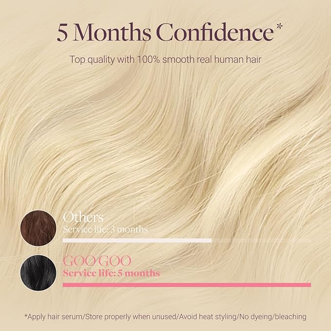 GOO GOO Genius Tape in Hair Extensions, Hand Tied Tape Weft, 60A Platinum Blonde, 14inch 50g 20pcs, Remy Human Hair, Seamless Invisible Tape, Natural Blend, Lightweight