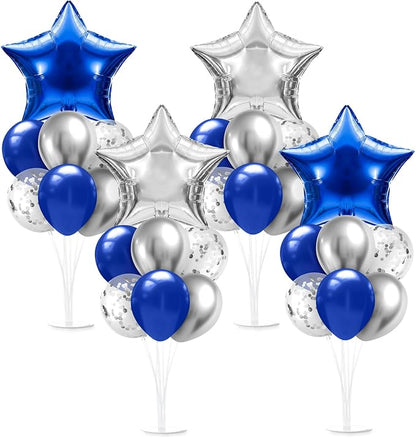 Lunmon 4 Set Navy Blue Silver Balloon Centerpieces by Lunmon