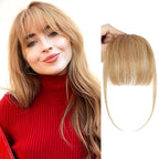 BOGSEA Clip in Bangs 100% Human Hair Bangs with Temples Bangs Hairpieces for Women Clip in Fake Bangs for Daily Wear (Honey Blonde, Wispy Bangs)