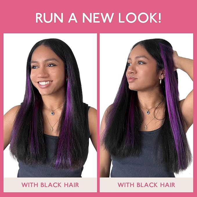 WENNALIFE Tape in Hair Extensions Human Hair Purple Tape in Extensions, 10pcs 25g 18 inch Remy Invisible Tape Ins Straight Colored Soft Real Human Hair Tape in Extensions Refill Set Extensions