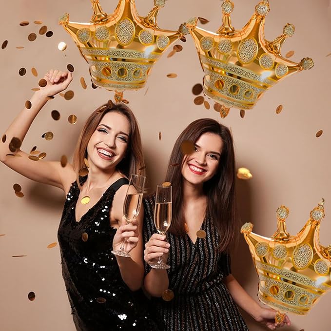 HILAVO Crown Balloons, Large Gold Foil Crown Balloons Gold Crowns Decoration - Image 3