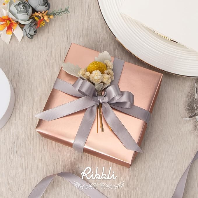 Ribbli Silver Double Faced Satin Ribbon, 1/2” x Continuous 25 Yards, Use - Image 3