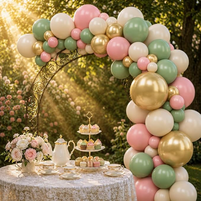 Sage Green Pink Balloon, 60 Packs 12 Inch Olive Green Pink Balloon - Image 4