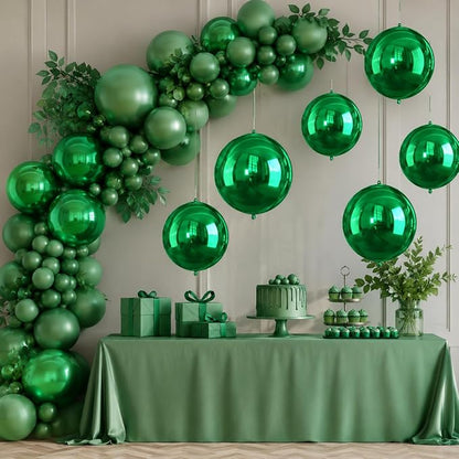 Green Foil Balloons 22 Inch, Giant 4D Round Ball Balloons, Metallic Green - Image 6