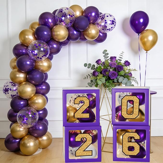 Purple and Gold Graduation Decorations 2026, Graduation Decorations Set of 4 - Image 5
