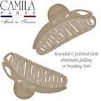 Camila Paris CP3636 French Hair Clip for Women Thick Hair for Long Curly Wavy Hair, Brown, Girls Hair Claw Clips Fashion Styling Hair Accessories for Women, Strong Hold No Slip Grip, Made in France
