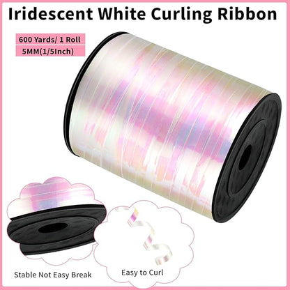 woric 600 Yard Iridescent White Curling Ribbon Balloon String Ribbon | 1/5 Inch - Image 2