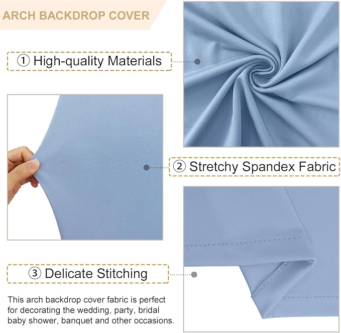 FANPROMS Wedding Arch Cover Set of 2 Dusty Blue Wedding Arch Cover 6FT 7.2FT - Image 3