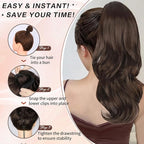 Ponytail Extension, Drawstring Ponytail Extension for Women 20 Inch Long Wavy Pony Tails Hair Extensions Synthetic Clip in Ponytail Hairpiece for Women(Medium Brown)