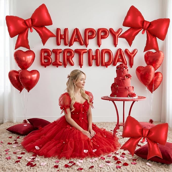 5Pcs 38 Inch Giant Red Bow Balloon - Image 6