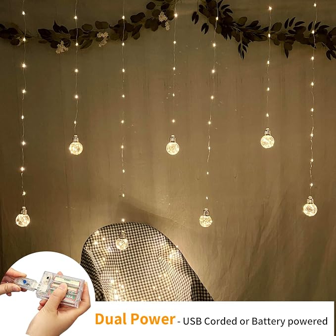 YOLIGHT Wishing Ball Curtain Lights 200 LED Window Curtain String Lights - Image 2