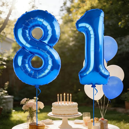 40 Inch Number 81 Balloons for 81st Birthday Party Decorations, 0-100 Dark Blue - Image 3