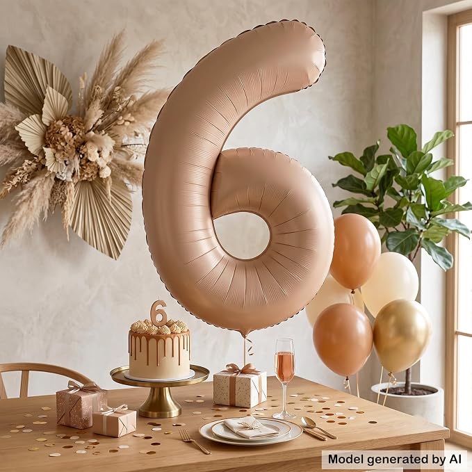 40 Inch Caramel Foil Number 6 Balloon - Image 4
