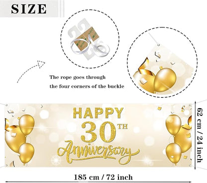 Large Happy 30th Anniversary Banner Thirty Themed Garden Backdrop Banner - Image 2