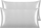 NTBAY 2 Pack Satin King Pillowcases for Hair and Skin, Luxurious and Silky Pillow Cases with Envelope Closure, 20x40 Inches, Silver Grey
