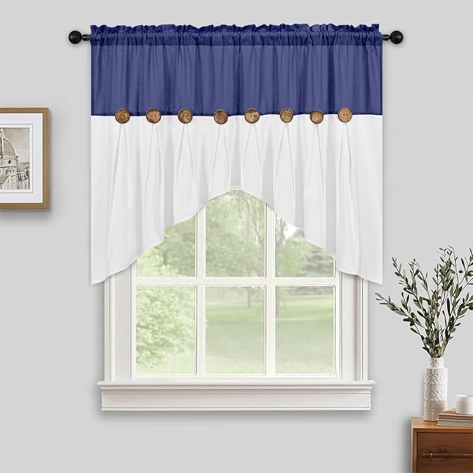 Farmhouse Swag Curtain, Boho Cotton Linen Valance Curtain, Country Rod Pocket by FRAMICS