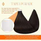 Full Shine Brown Tape in Hair Extensions Real Human Hair 20 Inch Invisible Tape in Hair Extensions Dark Brown Color 2 Skin Weft Hair 40 Pcs 100 Gram Seamless Hair Extension Double Sided Tape