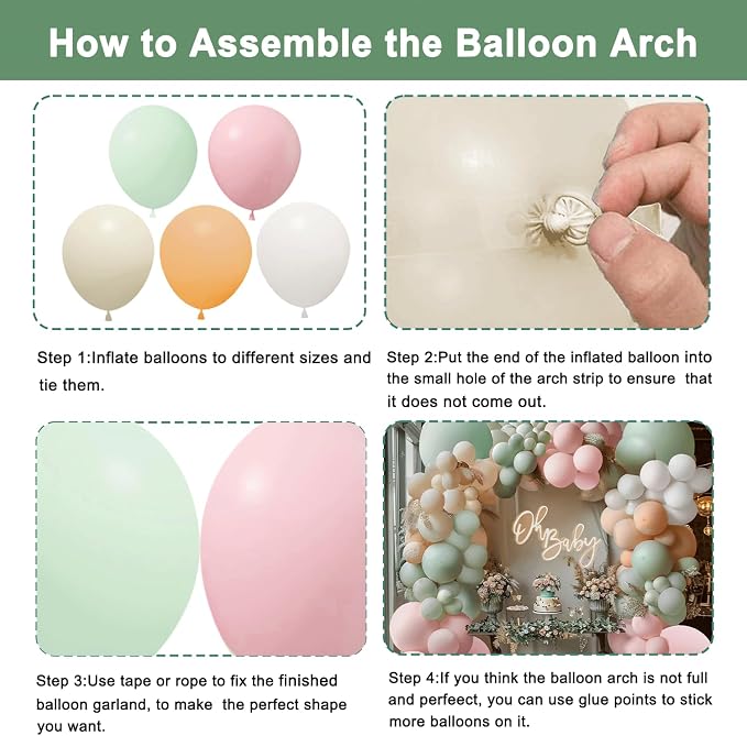 Dusty Green Pink Floral Balloon Garland Arch Kit 144 PCs | Baby Shower Wedding - Image 2