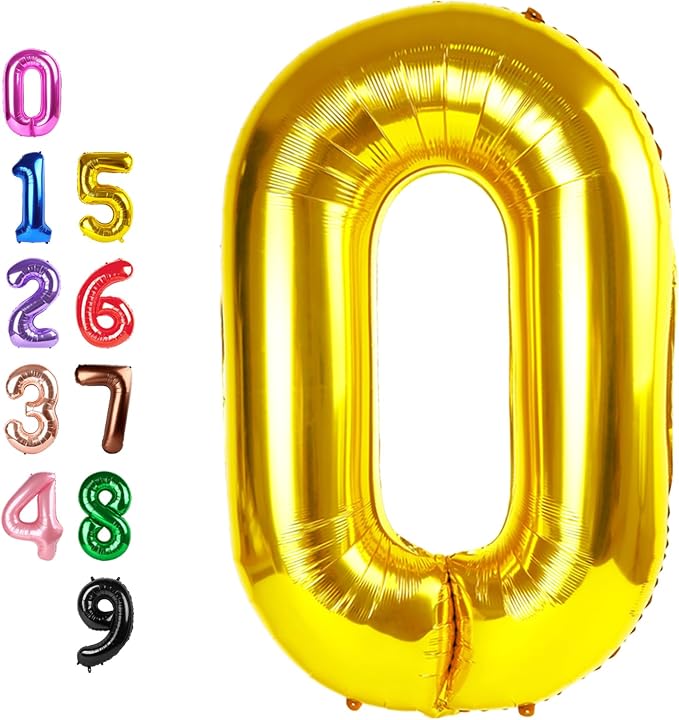 Number Balloons 0 Balloon 40 inch Gold by Enyeopd