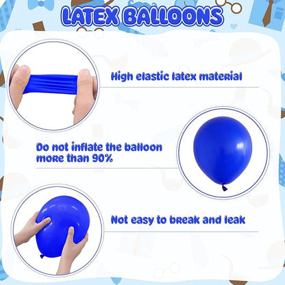 Fathers Day Party Balloons, 12 Inch Royal Blue Teal White Printed Latex Balloons - Image 3